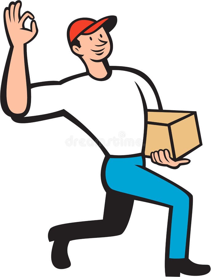 El trabajador de la entrega entrega la historieta del paquete libre illustration El trabajador de la entrega entrega la historieta del paquete libre illustration