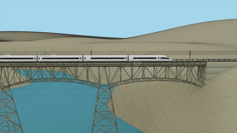 El tren de alta velocidad que pasa a través del puente stock de ilustración