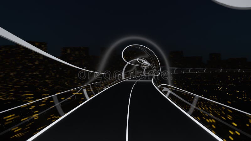El tren de pasajeros de alta velocidad se mueve en un túnel de cristal ilustración del vector