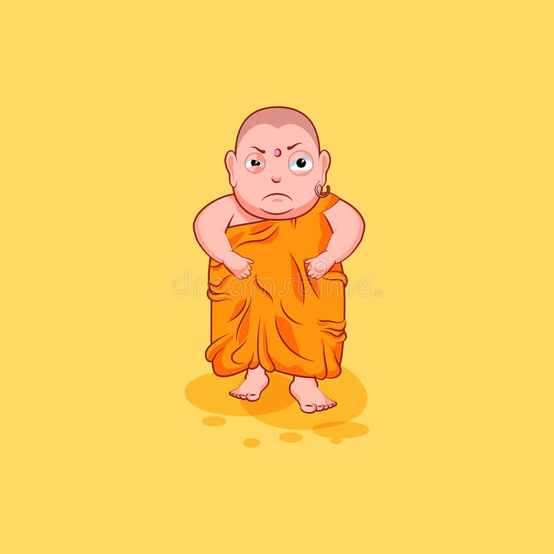El vector de la emoción del emoticon del emoji de la etiqueta engomada aisló la historieta infeliz Buda enojado del carácter del ilustración del vector El vector de la emoción del emoticon del emoji de la etiqueta engomada aisló la historieta infeliz Buda enojado del carácter del ilustración del vector