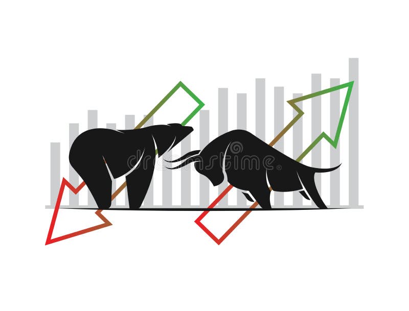 El vector de los símbolos del toro y del oso del mercado de acción tiende