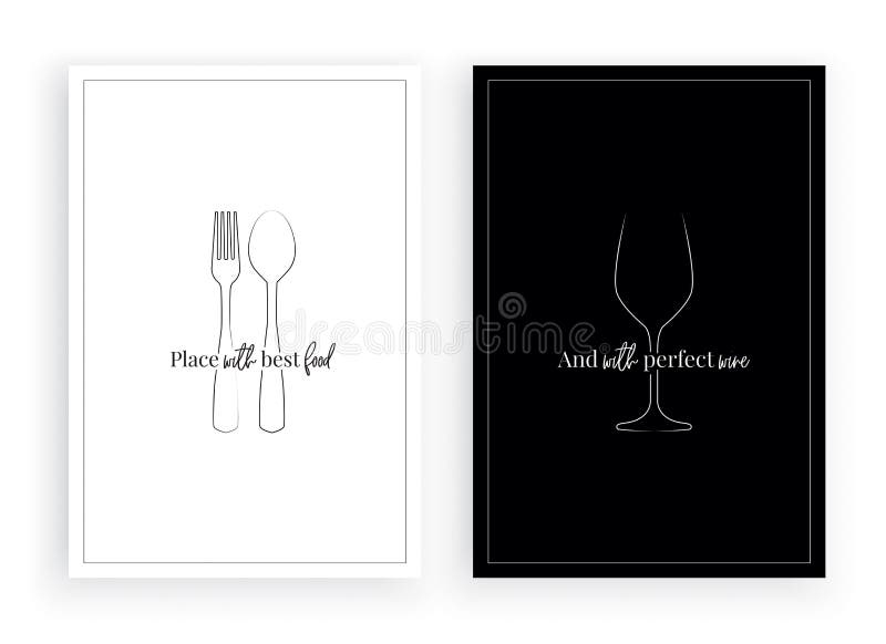 El vector minimalista del diseño del cartel, el lugar con la mejor comida y el vino perfecto, restaurantes cita, diseño de la fra ilustración del vector El vector minimalista del diseño del cartel, el lugar con la mejor comida y el vino perfecto, restaurantes cita, diseño de la fra ilustración del vector
