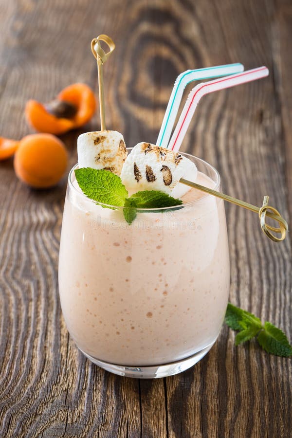 El verano fresco hecho en casa da fruto batido de leche con la melcocha tostada fotografía de archivo libre de regalías El verano fresco hecho en casa da fruto batido de leche con la melcocha tostada fotografía de archivo libre de regalías