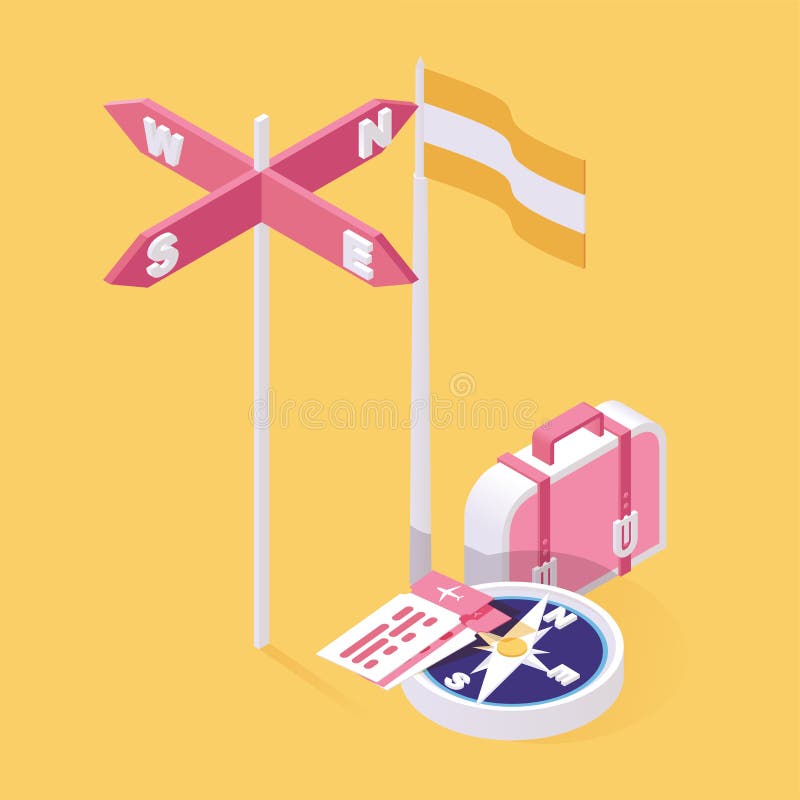 El viajar al concepto de los países extranjeros 3d Turismo sobre la frontera, eligiendo día de fiesta, vector isométrico del dest stock de ilustración El viajar al concepto de los países extranjeros 3d Turismo sobre la frontera, eligiendo día de fiesta, vector isométrico del dest stock de ilustración