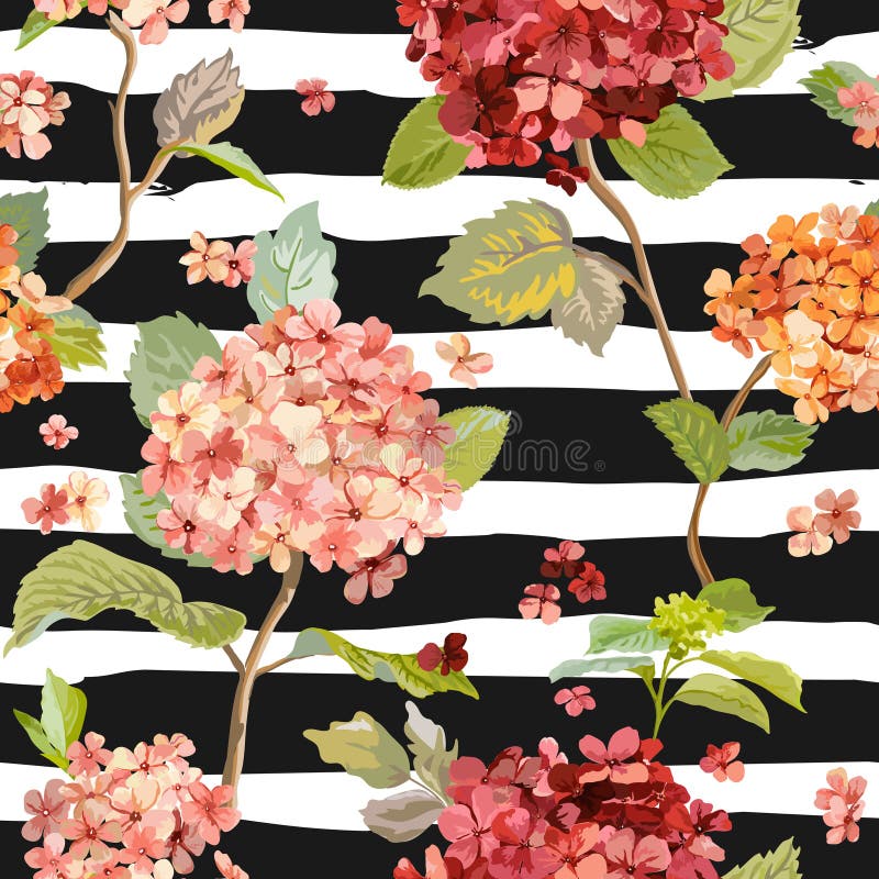 El vintage florece - Hortensia Background floral - el modelo inconsútil ilustración del vector El vintage florece - Hortensia Background floral - el modelo inconsútil ilustración del vector
