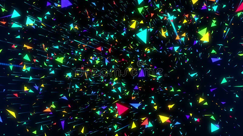 El vuelo geométrico del triángulo del confeti de la animación abstracta inconsútil le gusta la lluvia Triángulo colorido en la mu libre illustration