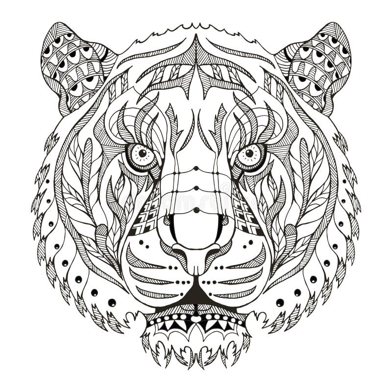 El zentangle principal del tigre estilizó, vector, ejemplo, modelo, franco libre illustration El zentangle principal del tigre estilizó, vector, ejemplo, modelo, franco libre illustration