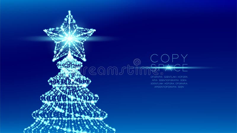 El árbol de navidad con la estructura del marco de la luz del bokeh del polígono del wireframe de la estrella y la lente señalan stock de ilustración El árbol de navidad con la estructura del marco de la luz del bokeh del polígono del wireframe de la estrella y la lente señalan stock de ilustración