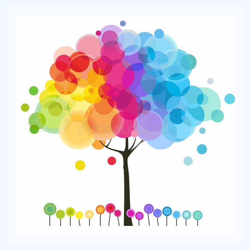 El árbol del arco iris stock de ilustración El árbol del arco iris stock de ilustración