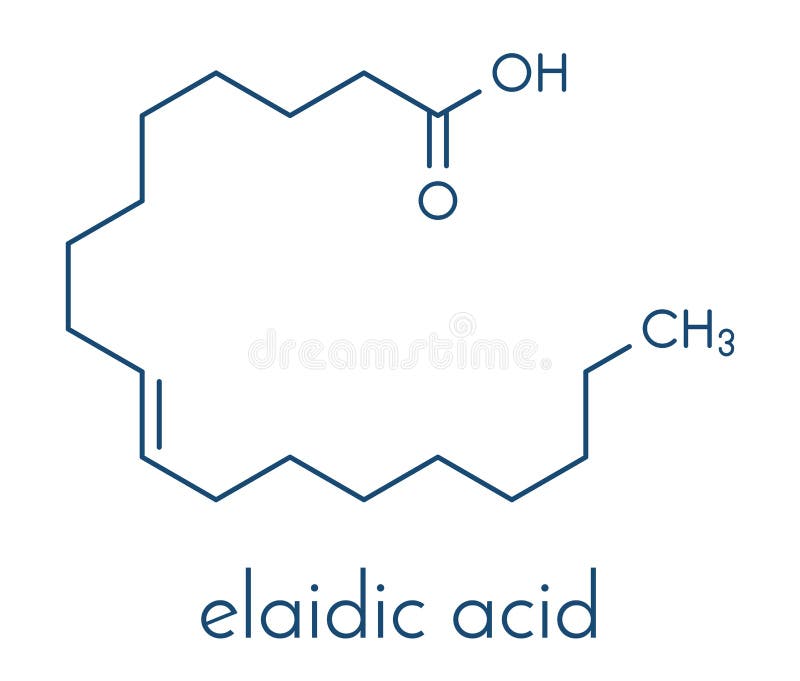 Elaidic Acid Molecule. the Main Trans Fat Found in Hydrogenated Vegetable Oils. Skeletal Formula