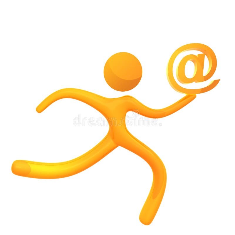 Elastyczna żółta humanoid ikony emaila dostawa