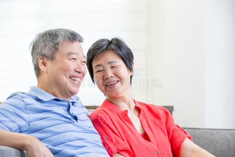 Two Senior Asian Couple Chatting Stock Image Image Of Korean