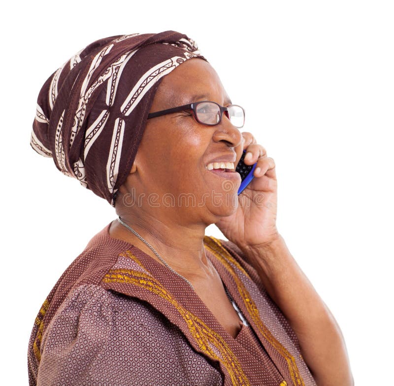 Elderly african woman phone