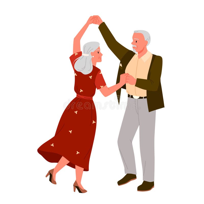 Elderly Couple Dancing To Music Together, Happy Active Old Grandfather ...