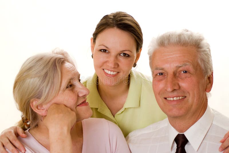 Elderly couple with a daughter