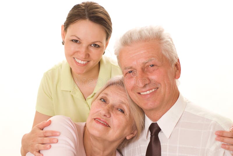 Elderly couple with a daughter