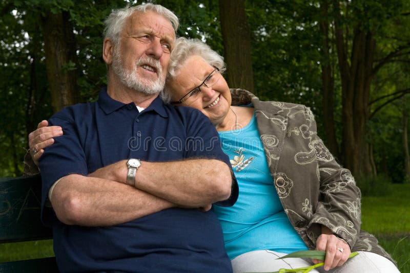Elderly couple enjoying eachother