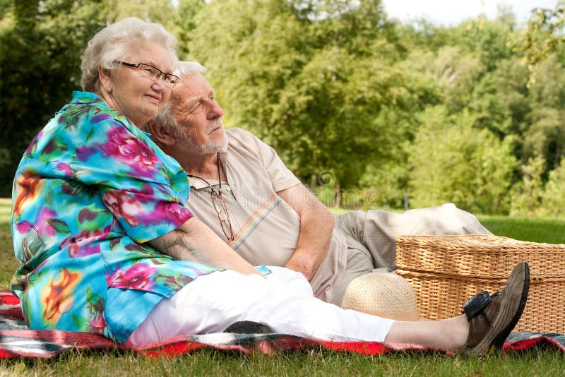 Elderly couple enjoying the spring