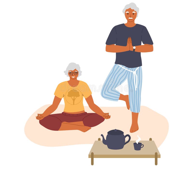 Duo Yoga Partner Meditation Relief Stock Illustration 2316034867