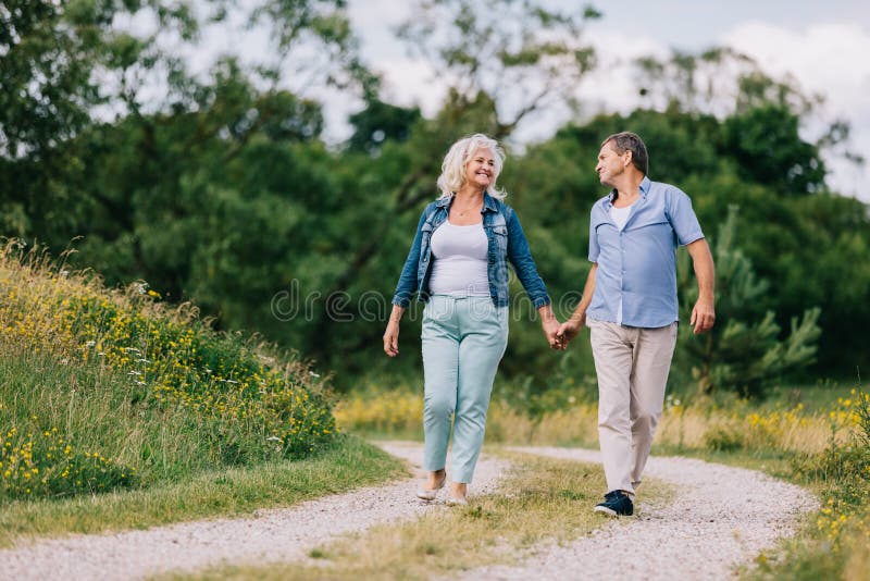 Elderly Couple Walking on the Path. Stock Image Image of romance