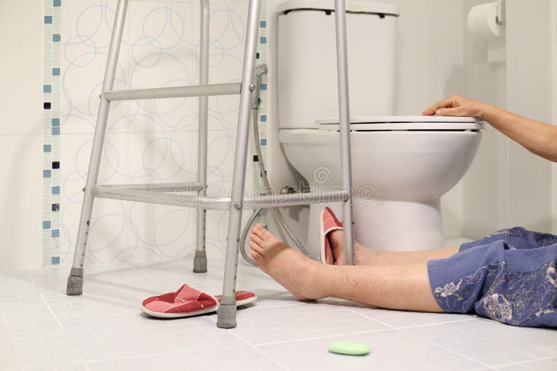 Elderly Falling in Bathroom because Slippery Stock Image Image of