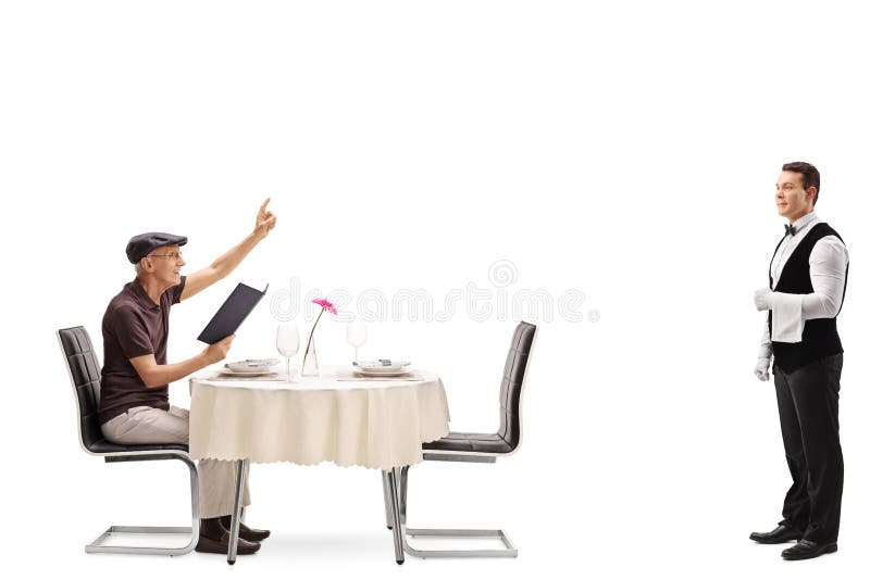 Elderly man calling a waiter