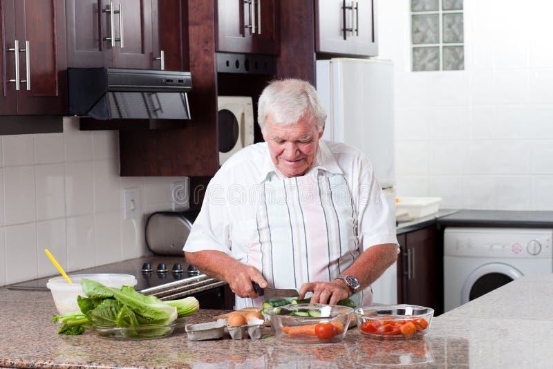 Elderly Man Cooking Stock Photo Image 23455940