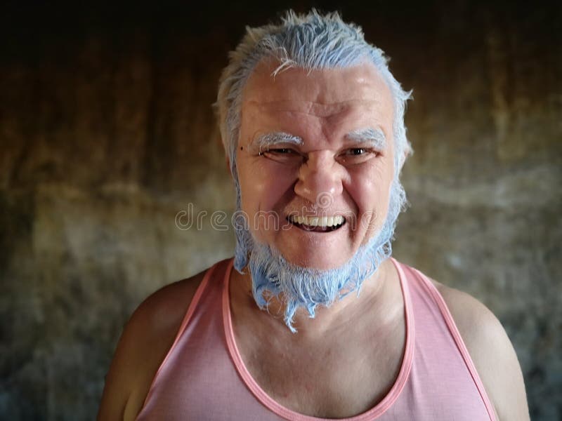 Elderly man with blue hair - wide 5