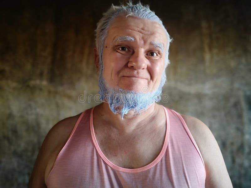 Elderly man with blue hair - wide 8