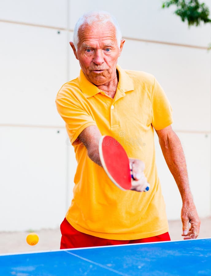 Elderly Man with Rackets for Table Tennis Stock Photo Image of(01)