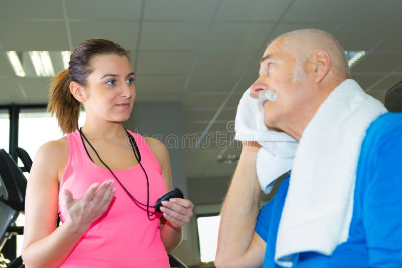 Elderly man sweating after exercise