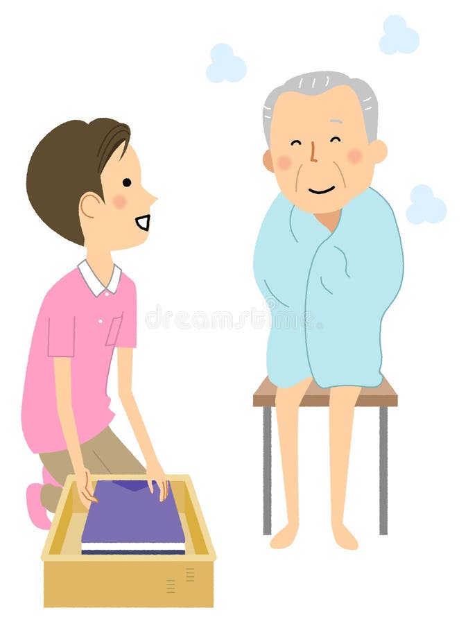 Elderly Man after Taking a Bath Stock Vector Illustration of social