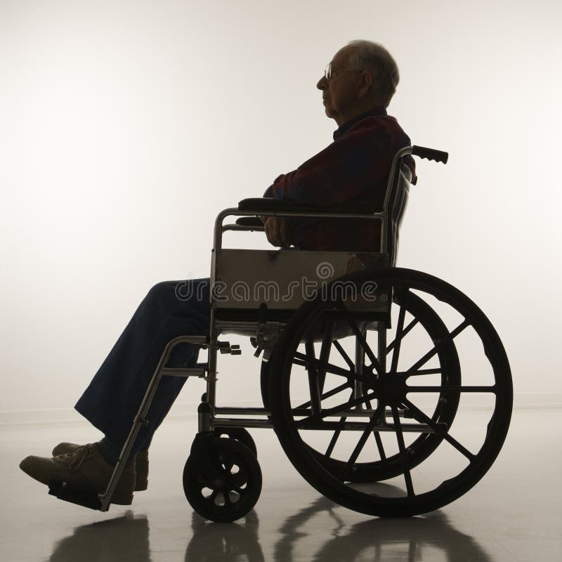 Elderly man in wheelchair. stock image. Image of smiling 2046803
