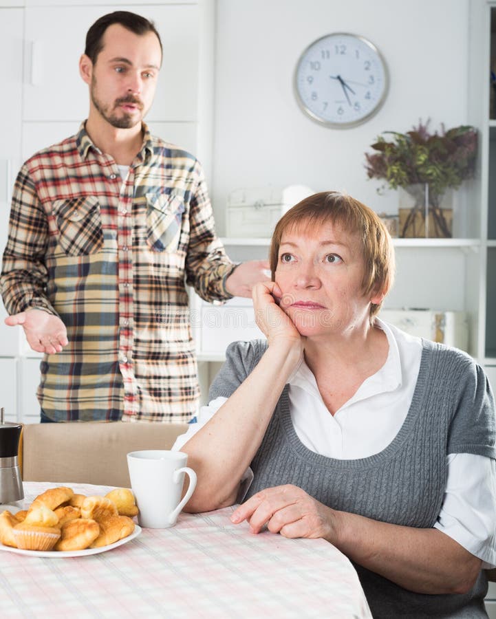 Elderly mother resents her son