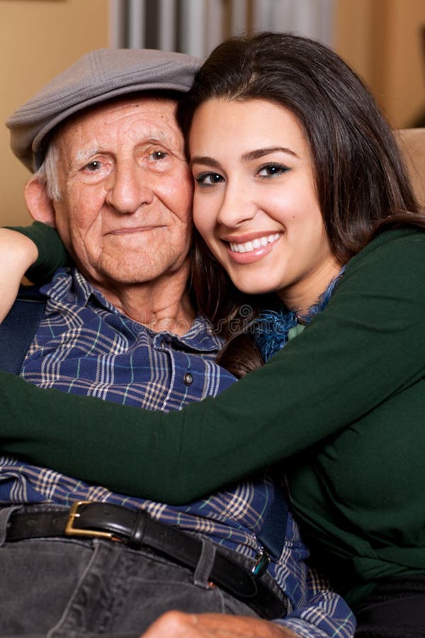 Elderly Man with Gold-digger Companion or Wife Stock Image - Image