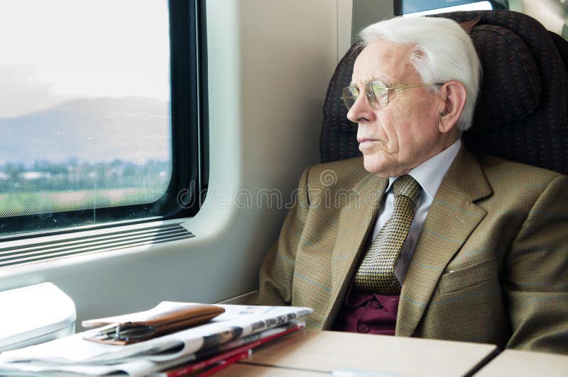 Elderly traveling on a train royalty free stock photos Elderly traveling on a train royalty free stock photos
