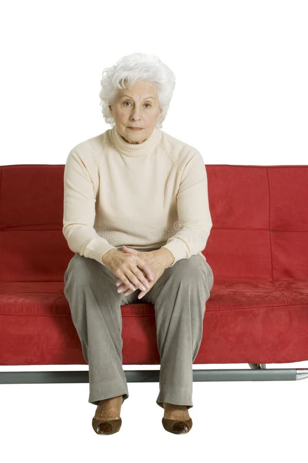 Elderly woman on the couch