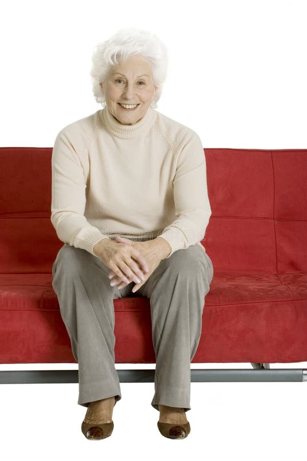 Elderly woman on the couch