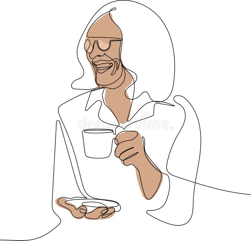 Elderly woman drinking. She is holding a glass of hot drink. Smiling senior. Portrait of beautiful grandmother in emotion relaxing. Business concept after retirement. Vector illustration isolated. Elderly woman drinking. She is holding a glass of hot drink. Smiling senior. Portrait of beautiful grandmother in emotion relaxing. Business concept after retirement. Vector illustration isolated.