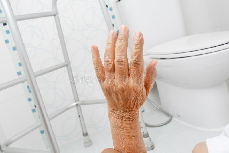 Elderly Woman Falling in Bathroom Stock Image Image of elderly