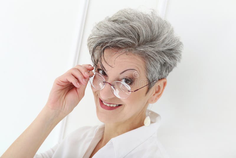 Elderly woman with happy face