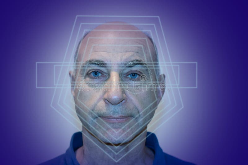 Eldery man face recognition, biometric verification royalty free stock photography Eldery man face recognition, biometric verification royalty free stock photography