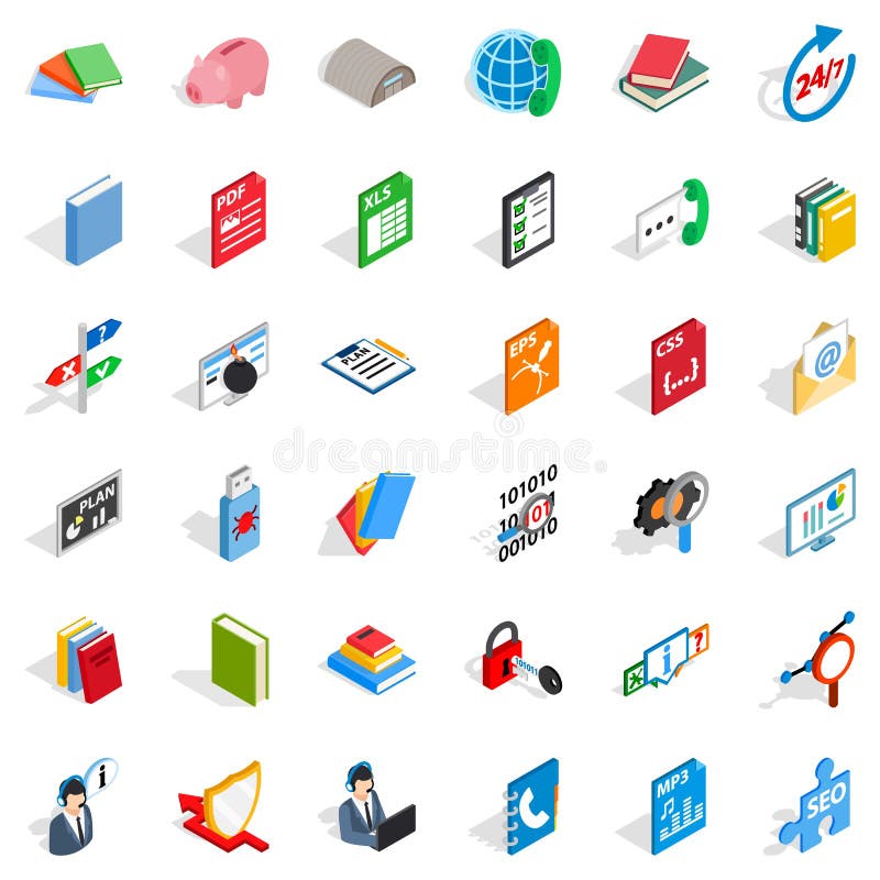 Elearning icons set, isometric style vector illustration