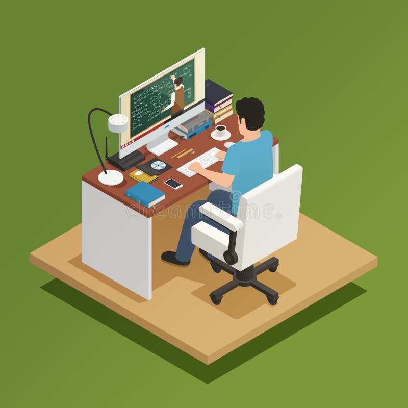 Elearning Isometric Composition vector illustration