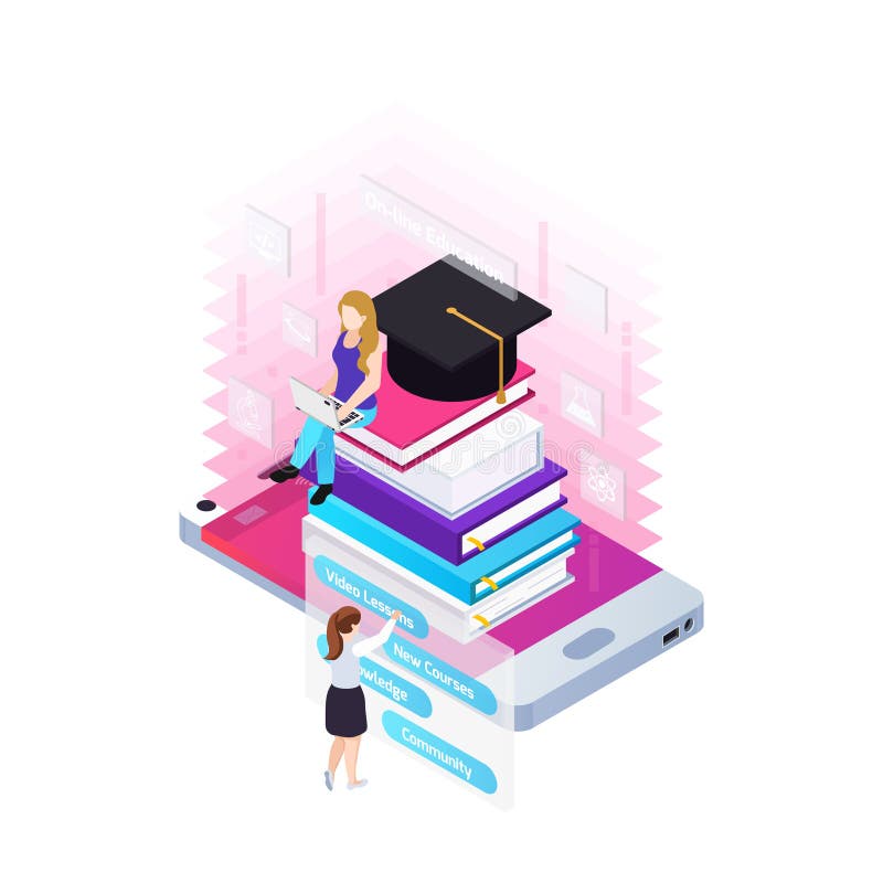 Elearning Isometric Concept stock illustration
