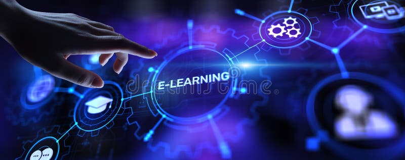 Elearning Online Education Internet Studiuje. Technologia biznesowa i koncepcja rozwoju osobistego na ekranie wirtualnym ilustracja wektor