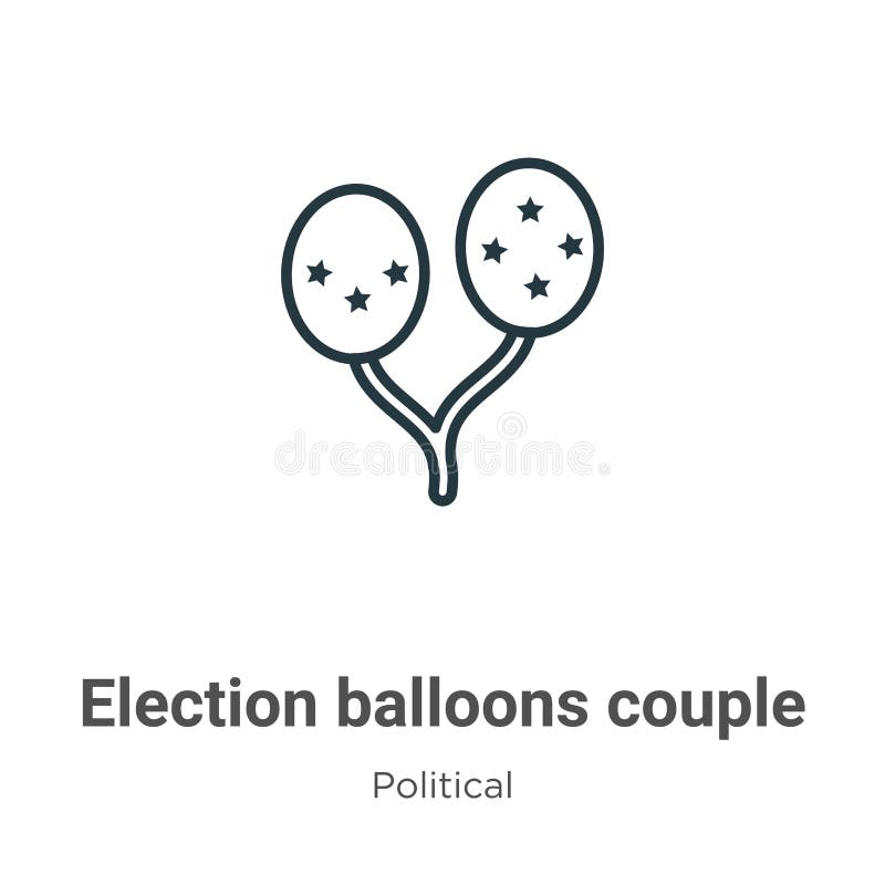 Election balloons couple outline vector icon. Thin line black election balloons couple icon, flat vector simple element stock illustration Election balloons couple outline vector icon. Thin line black election balloons couple icon, flat vector simple element stock illustration