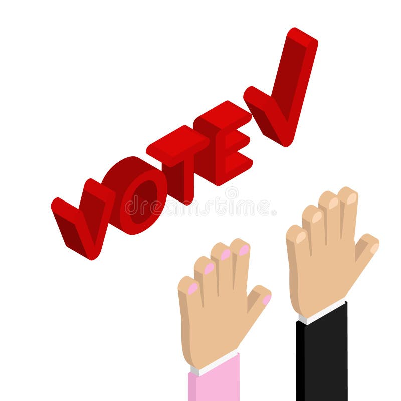 Elections male and female hand vote Vector isometric plane vector illustration Elections male and female hand vote Vector isometric plane vector illustration
