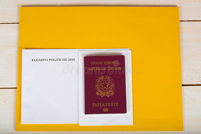 Electoral package for Italian residents abroad, Italian passport. Electoral package for Italian residents abroad delivered by post service, Italian passport and royalty free stock photos Electoral package for Italian residents abroad, Italian passport. Electoral package for Italian residents abroad delivered by post service, Italian passport and royalty free stock photos