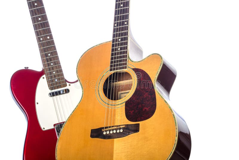 Electric and Acoustic Guitar stock image
